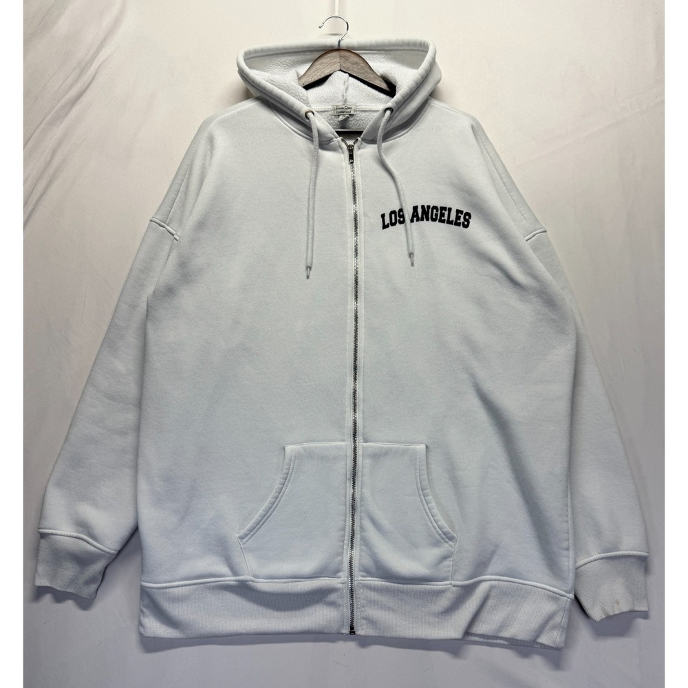 Faded Rose Essentials Hoodie Women 2X White Graphic Print Los Angeles Teddy Bear